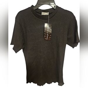 Paper Crane Waffle Knit Black T Shirt - M - NWT